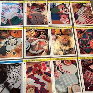 Annie's Plastic Canvas Club, 1990's, 12 Placemat Patterns, Instructional, Sewing, Needlepoint