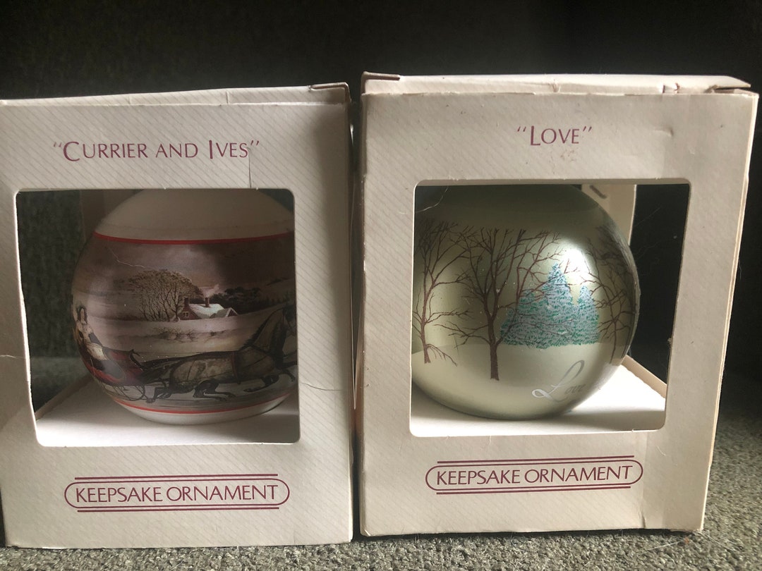 Hallmark Keepsake Glass Ball Ornaments Set of 2 Love 1983 Etsy