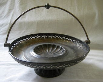 Antique Treble Plate Bridal Floral Basket, Centerpiece Idea, 19th Century