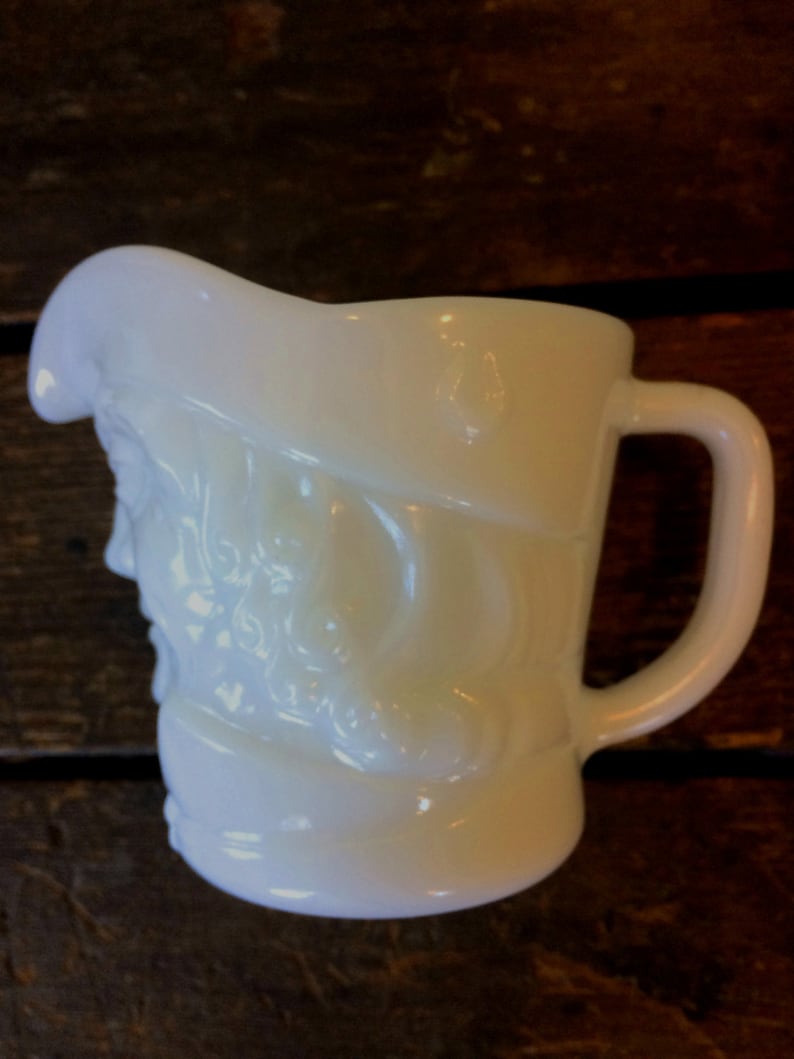 Vintage Federal Fire King Milk Glass Toby White Creamer Etsy