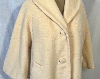 1960s Lilli Ann Parisian Bride Wool Coat // Swing Coat // Paris // Bridal // Vintage Bride // Mad Men // M // L // Xl // Volup