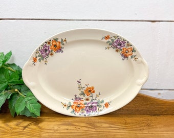 Vintage Floral China Platter // Taylor Smith & Taylor // Antique Home Decor // Country Style // Vignette // 1930s // 1940s // Art Deco