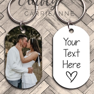 Personalized Text Keychain, Doubled Sided Picture Keychain, 1st Anniversary Boyfriend Gift, Girlfriend Gift Idea, Custom Quotes Keychain