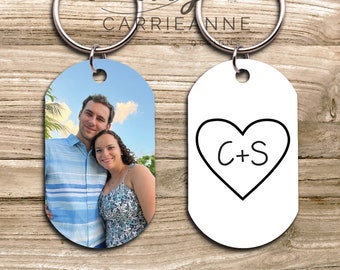 Personalized Text Keychain, Doubled Sided Picture Keychain, 1st Anniversary Boyfriend Gift, Girlfriend Gift Idea, Custom Quotes Keychain