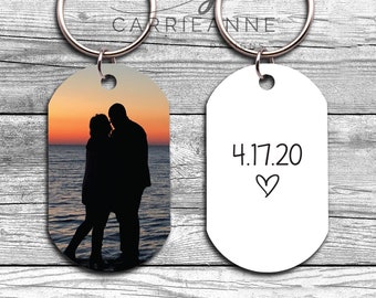 Personalized Text Keychain, Doubled Sided Picture Keychain, 1st Anniversary Boyfriend Gift, Girlfriend Gift Idea, Custom Quotes Keychain
