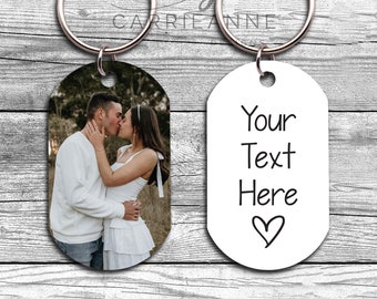 Personalized Text Keychain, Doubled Sided Picture Keychain, 1st Anniversary Boyfriend Gift, Girlfriend Gift Idea, Custom Quotes Keychain