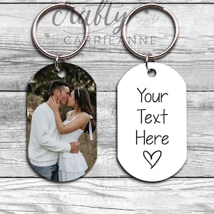 Personalized Text Keychain, Doubled Sided Picture Keychain, 1st Anniversary Boyfriend Gift, Girlfriend Gift Idea, Custom Quotes Keychain