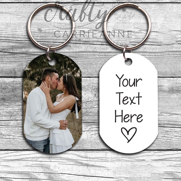 Personalized Text Keychain, Doubled Sided Picture Keychain, 1st Anniversary Boyfriend Gift, Girlfriend Gift Idea, Custom Quotes Keychain