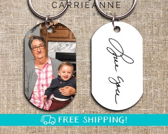 Handwritten Gift, Picture Keychain, Actual Handwriting Gift, Custom Photo Keychain, Personalized Memorial Gift, Handwriting Keepsake