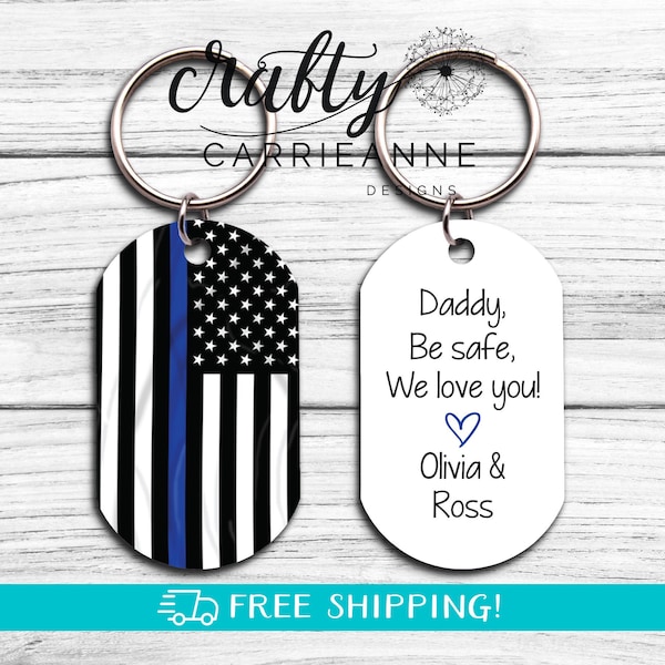 Thin Blue Line Daddy Keychain, Fathers Day Gift, Police Retirement Gift, Police Officer Gifts, Custom Cop Keychain, Law Enforcement Gift