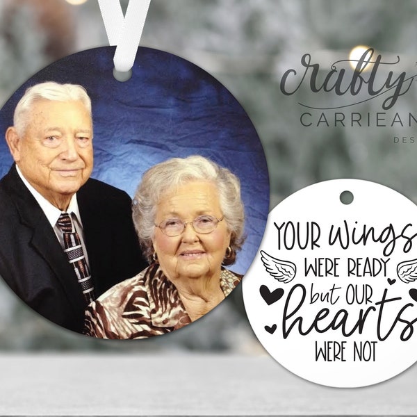 Your Wings Were Ready Photo Ornament, Memorial Gift For Loss of Mother, Sympathy Gift For Loss of Grandmother, Memorial Christmas Ornament