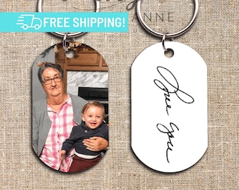 Handwriting Gift, Picture Keychain, Actual Handwriting Gift, Custom Photo Keychain, Personalized Memorial Gift, Handwriting Keepsake