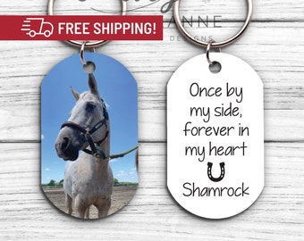 Personalized Horse Memorial Picture Keychain, Horse Memorial Gift, Custom Loss Keepsake, Sympathy Gift, Horse Bereavement Pet Loss Gifts