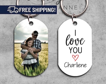 I Love You Picture Keychain, Anniversary Present Gift for Boyfriend, Couples Keychain, Valentines Day Gift for Her, Unique Photo Gifts