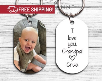 Father In Law Gift from Grandkids, Fathers Day Gift For Grandpa, Picture Keychain for Papa, Personalized Gifts For Men, Photo Gift Father