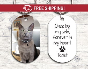 Forever In My Heart, Personalized Pet Memorial Gift, Cat Memorial Gift, Pet Gift for Him, Cat Custom Photo Keychain, Cat Keychain, Cat Loss