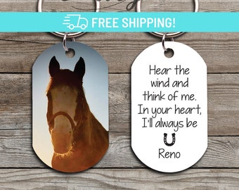Personalized Horse Memorial Keychain, Pet Sympathy Gift, Custom Horse Gift, Horse Lover Pet Keychain, Photo Keychain for Loss of Horse