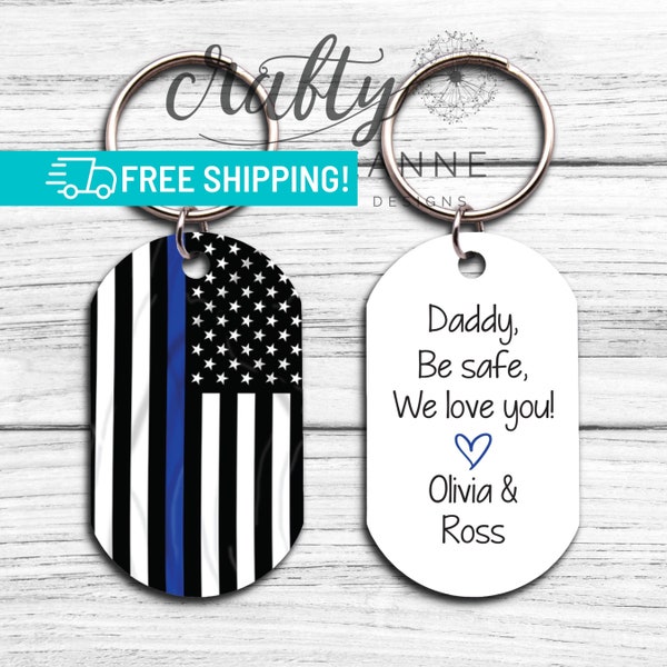 Thin Blue Line Daddy Keychain, Fathers Day Gift, Police Retirement Gift, Police Officer Gifts, Custom Cop Keychain, Law Enforcement Gift