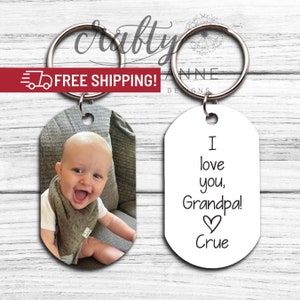 Father In Law Gift from Grandkids, Fathers Day Gift For Grandpa, Picture Keychain for Papa, Personalized Gifts For Men, Photo Gift Father