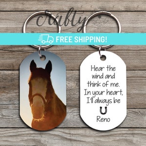 Personalized Horse Memorial Keychain, Pet Sympathy Gift, Custom Horse Gift, Horse Lover Pet Keychain, Photo Keychain for Loss of Horse