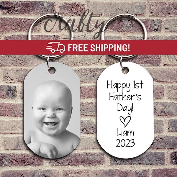 Fathers Day Gift For First Time Dad, Stepdad Gift, Personalized Gifts For Dad, 1st Fathers Day Custom Keychain For Men, Photo Gift For Dad