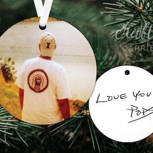 Actual Handwriting Photo Ornament, Handwriting Keepsake Memorial Ornaments, Remembrance Ornament Dad Memorial Gift, 2023 Christmas Ornament