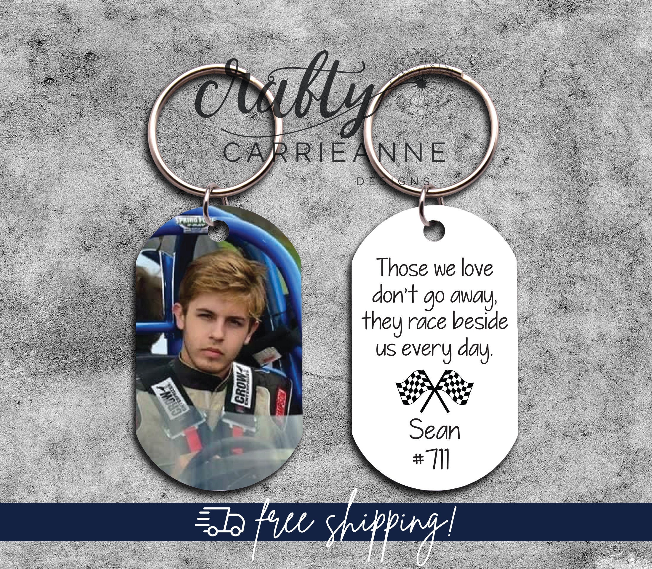 Racing Memorial Custom Key Chain, Racing in Heaven Car Charm, Racecar ...