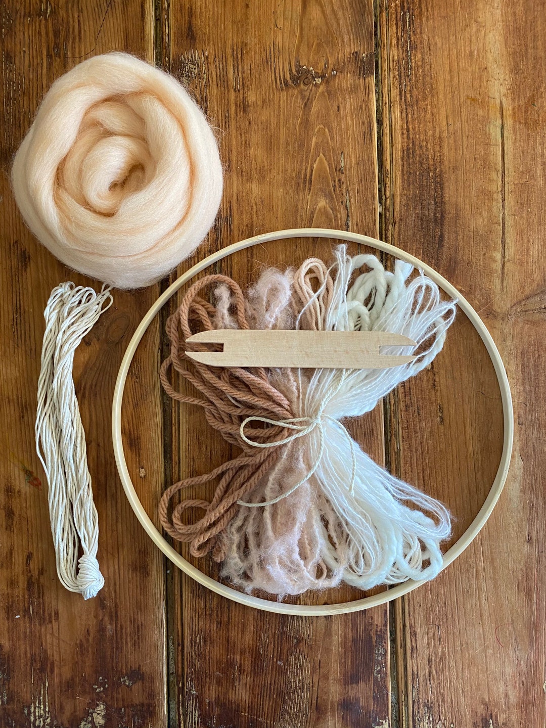 Circular Weaving Loom Kit 26cm Pine Loom Kit Wool Roving Weaving