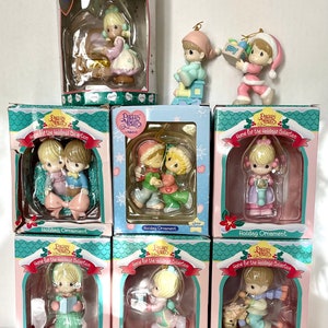 Set of 9 vintage Precious Moments by Enesco Winter Wonderland holiday ornaments variety dated 1995-2001, Christmas, figurines, collectables