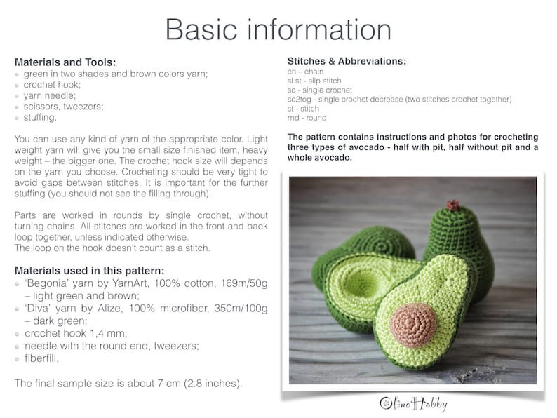 AVOCADO Crochet Pattern SET 3-in-1 for beginners image 2