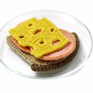 BREAKFAST Crochet&Knitting Patterns Set 4-in-1 eggs, bread, cheese, sausage image 5