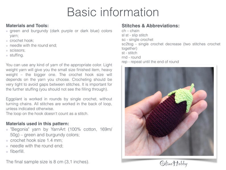 EGGPLANT Crochet Pattern for beginners image 5