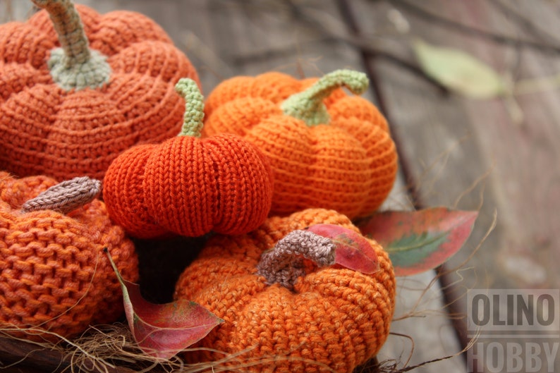 PUMPKINS SET of Crochet&Knitted Patterns 5-in-1 image 5