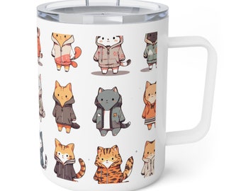 10oz Insulated Coffee Mug | Cats at the Zoo