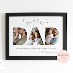 Printable Personalised Dad Photo Collage, Dad Collage, Father&#39;s Day Gift, Gift For Dad, Father&#39;s Day Print, Daddy Collage, Dad Wall Art