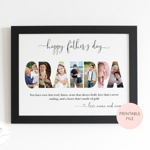 Printable Personalised Grandpa Photo Collage, Father&#39;s Day Print, Grandpa Collage, Gift For Grandpa, Father&#39;s Day Gift, Grandad Collage