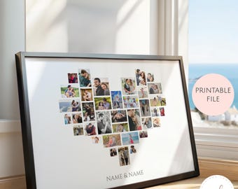 Printable Personalised Custom Heart Photo Collage, Love Heart Photo Collage, Heart Shaped Collage, Heart Collage, Photo Collage, Photo Gift