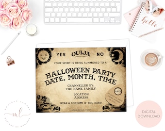 Printable Personalised Ouija Board Invitation, Spirit Board Invitation, Halloween Invitation, Costume Party, Wedding Invitation,Horror Theme