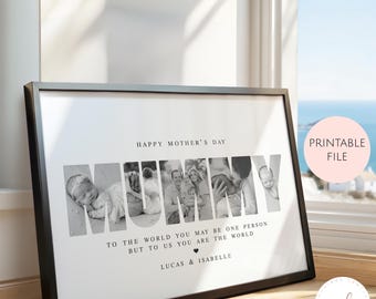 Printable Custom Mummy Photo Collage, Gift For Mum, Mother's Day Gift, Mummy Collage, Mum Gift, Mother's Day Print, Mum Birthday Gift