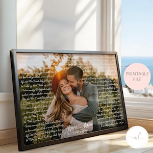 Printable Personalised Custom Wedding Song Lyrics With Photo, First Dance Favourite Song Print, 1st Paper Anniversary Gift, Wedding Gift