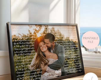Printable Personalised Custom Wedding Song Lyrics With Photo, First Dance Favourite Song Print, 1st Paper Anniversary Gift, Wedding Gift