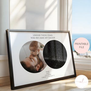 Printable Personalised Father's Day Star Map With Photo, The Day You Became My Daddy, Constellation Map, Night Sky By Date, Gift For Dad