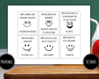 30 Printable Lunch Box Jokes, Lunchbox Jokes, Back to School Printables, Instant Download