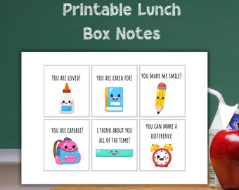 Printable Lunchbox Notes for Kids, Cute Lunchbox Notes, Kawaii Lunch Box Notes, Back to School, Edible Cookie Image, Edible Photo