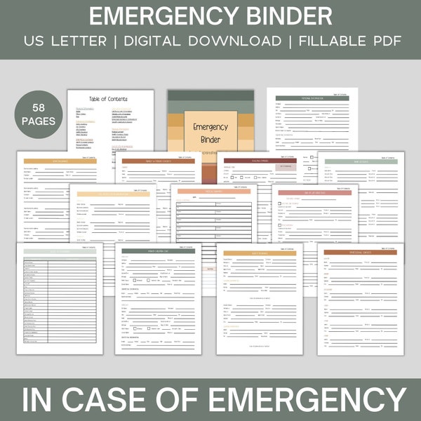 Emergency Binder Planner Fillable, Printable Life Binder, In Case of Emergency, Death Binder, End of Life Binder, Emergency Planner