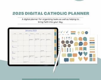 Digital Catholic Planner, 2025 Catholic Planner, Catholic Liturgical Calendars, Boho Catholic Planner, Weekly and Daily Planning, Good Notes