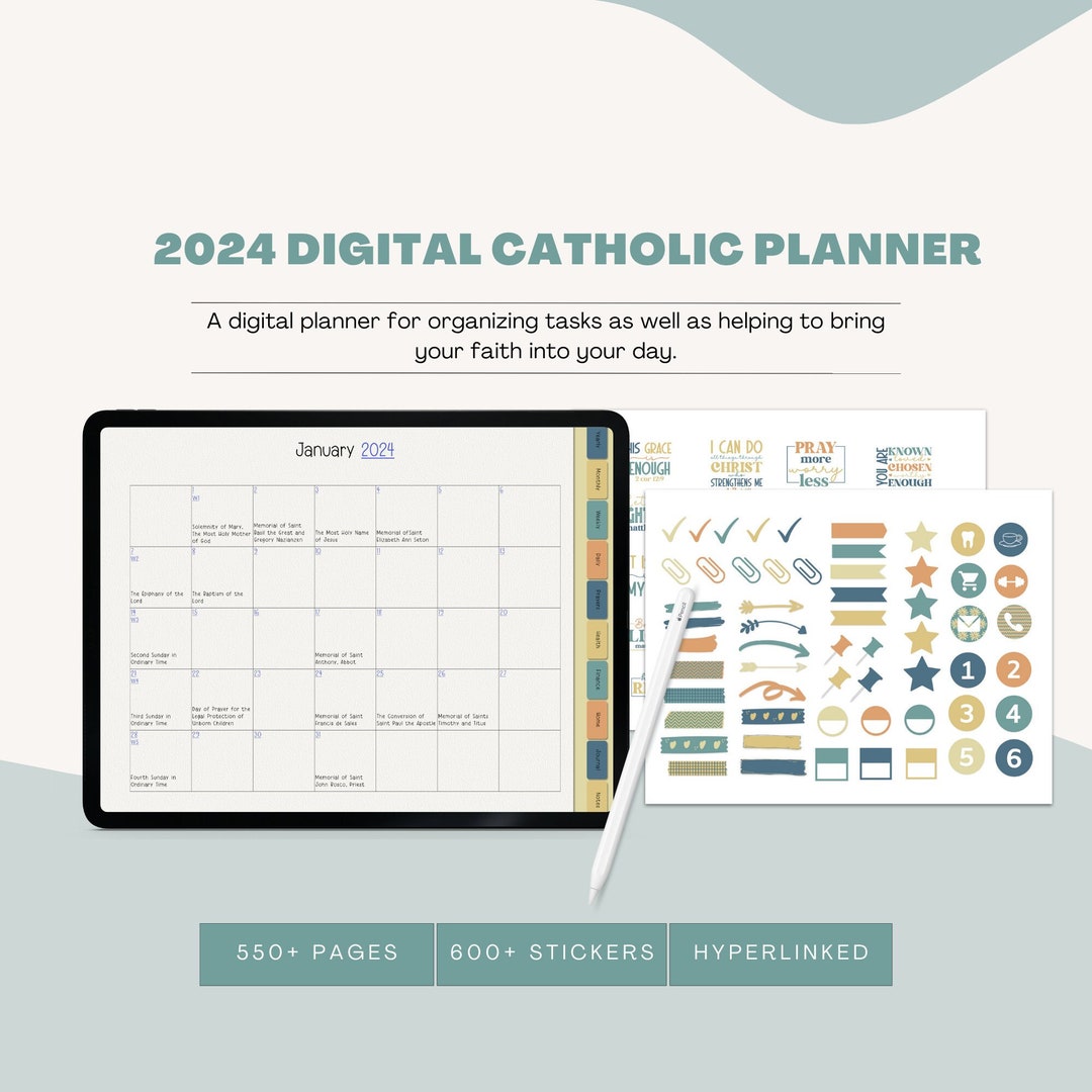 Digital Catholic Planner, 2024 Catholic Planner, Catholic Liturgical