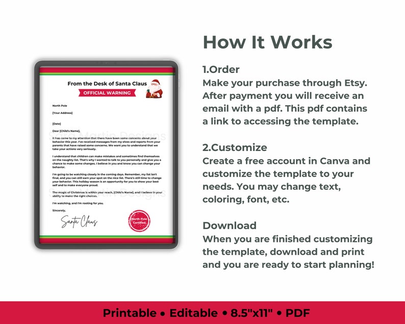 Santa Warning Letter, Letter From Santa, Naughty List Warning, Naughty ...