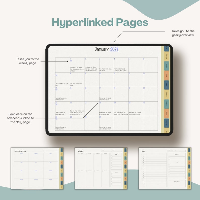 Digital Catholic Planner, 2025 Catholic Planner, Catholic Liturgical