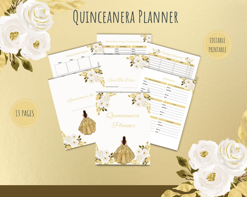 Quinceanera Planner, Quinceanera Planning Templates, Quince Planning